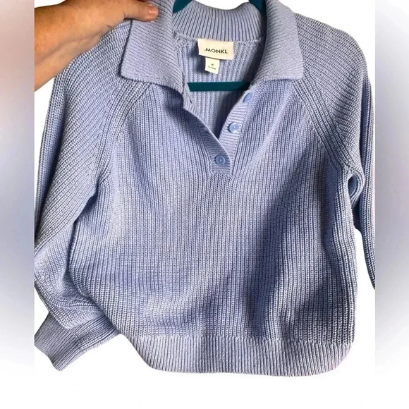 Monki (Stockholm) size medium cotton blend blue polo style sweater. - Picture 5 of 12
